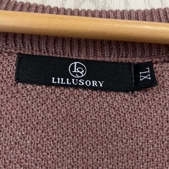 LILLUSORY V Neck Sweaters Long Sleeve Waffle Knit Tops Tunic Pullover Size XL - Picture 4 of 5